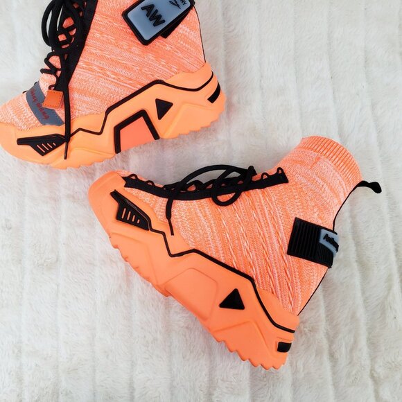 Wang Damson Pull On Platform Hidden Wedge Sock Sneakers Orange 🍊 NIB - Picture 12 of 13
